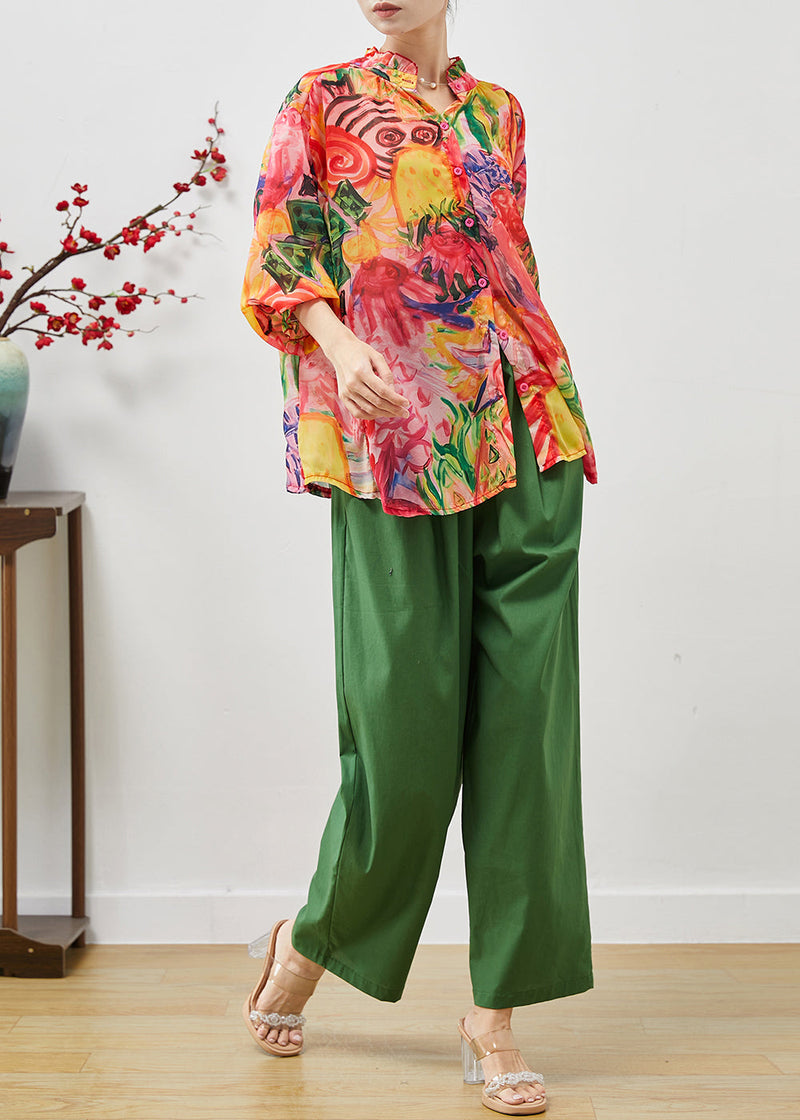 Ruffled Graffiti Print Cotton Sets 2 Pieces Fall