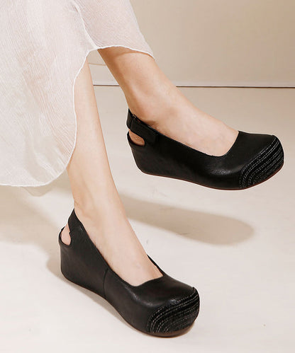 Khaki Splicing Buckle Strap Wedge Sandals