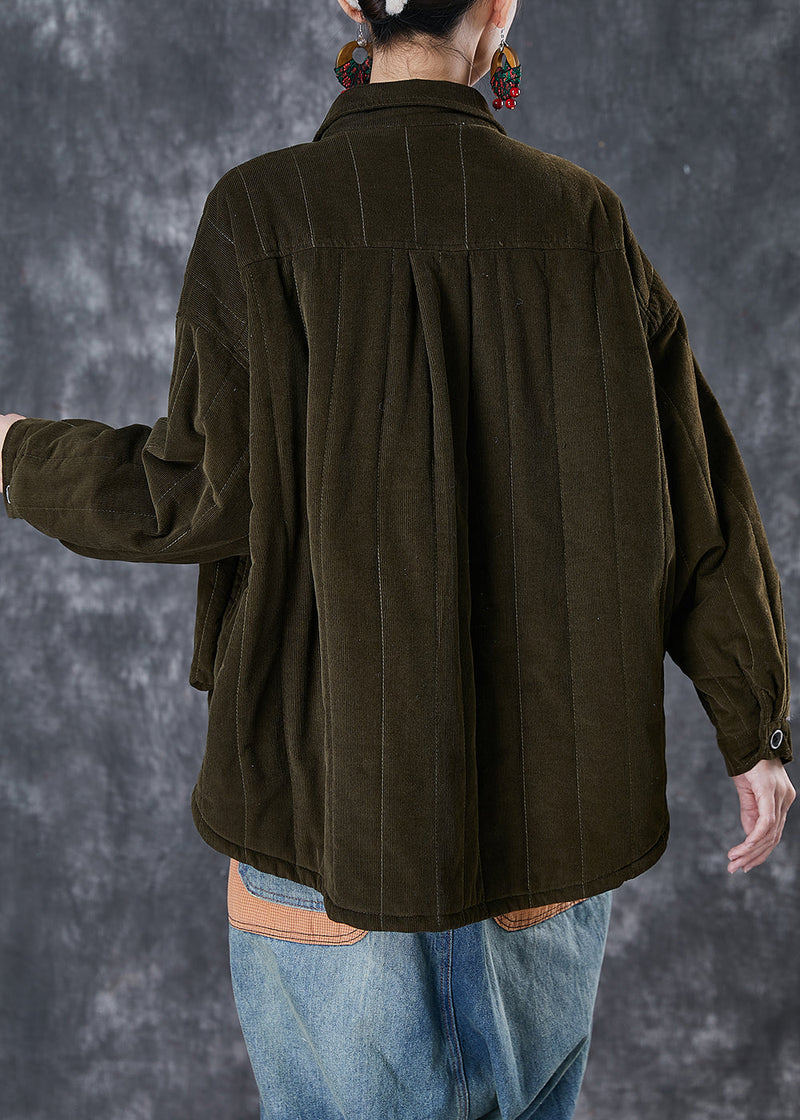 Blackish Green Oversized Pockets Fine Cotton Filled Puffer Jacket Winter