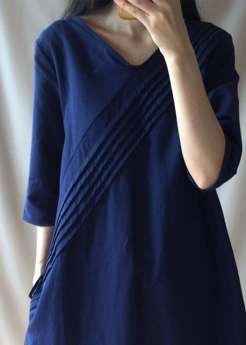 Diy V Neck Half Sleeve Long Shirts Neckline Navy Traveling Dress