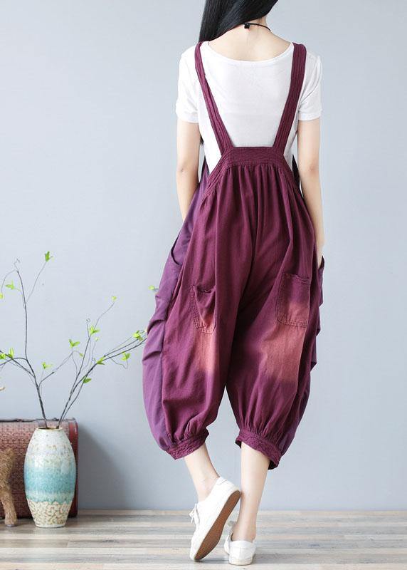 Purple Hole Patchwork Fall Cotton Romper