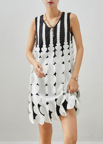 Style Black Cotton Mid Dress Sleeveless