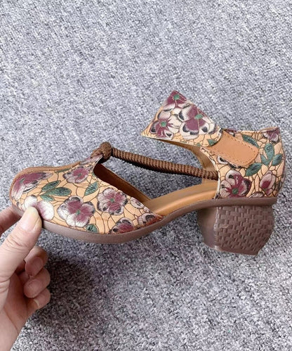 Style Retro Green Cowhide Leather Hollow Out Embossed Sandals