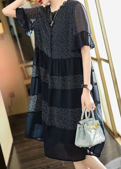 Black Print Chiffon Maxi Dress Summer