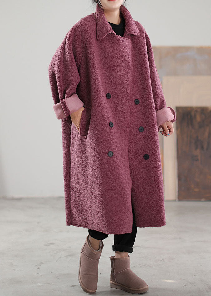 Green Peterpan Collar Double Breast Faux Fur Winter Coat