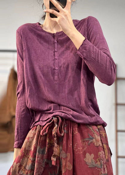 Chocolate V Neck Wrinkled Layered Cotton Shirt Top Fall