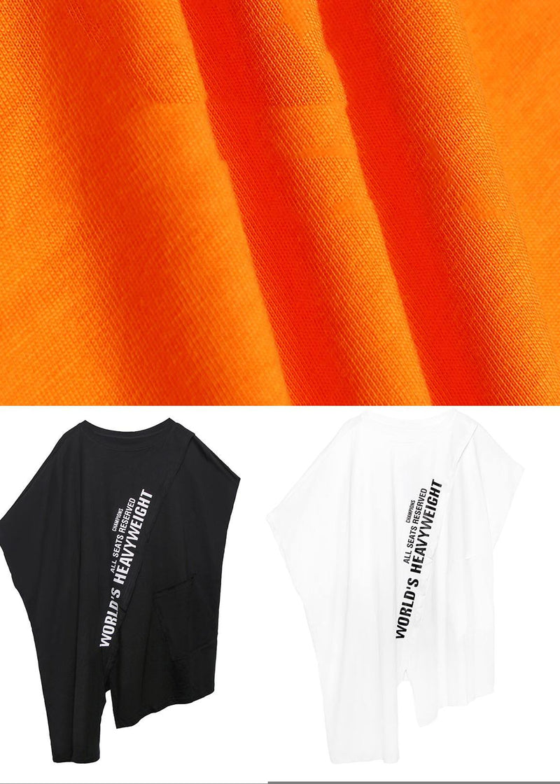 Art Orange Graphic Asymmetrical Design Pockets Dresses Summer