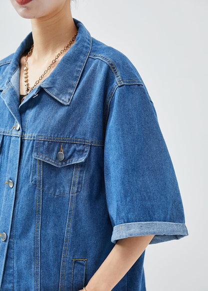 Denim Blue Oversized Cotton Coats Half Sleeve