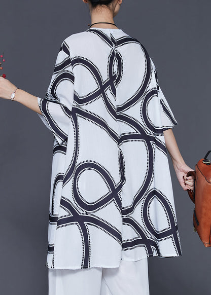 White Oversized Print Cotton Dresses Summer