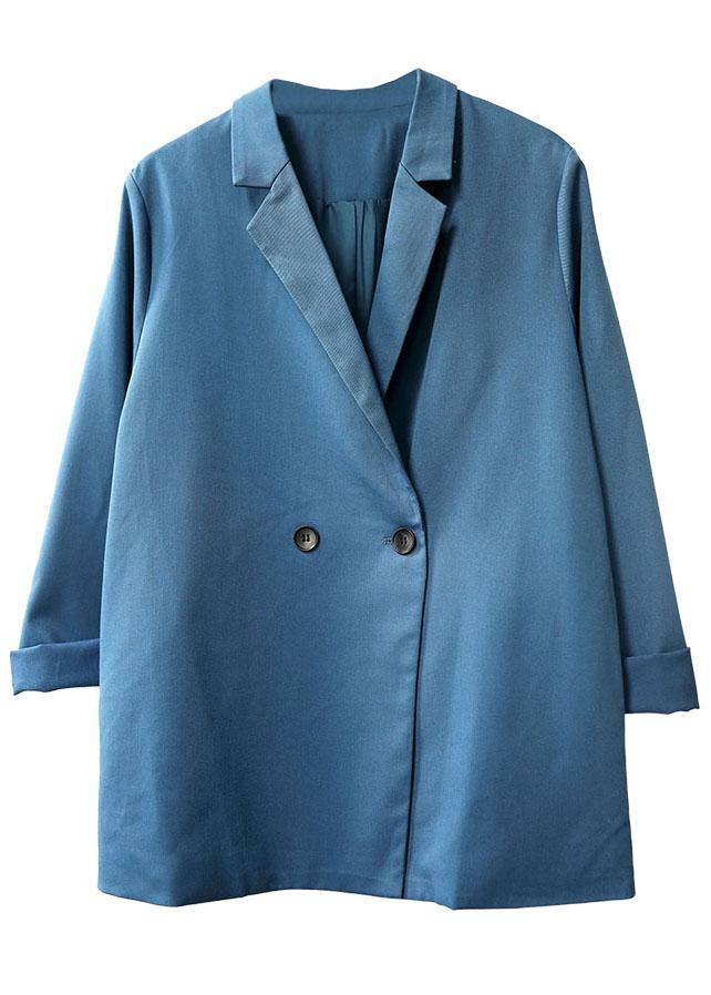 Loose Blue Peterpan Collar Button Fall Coats Long Sleeve