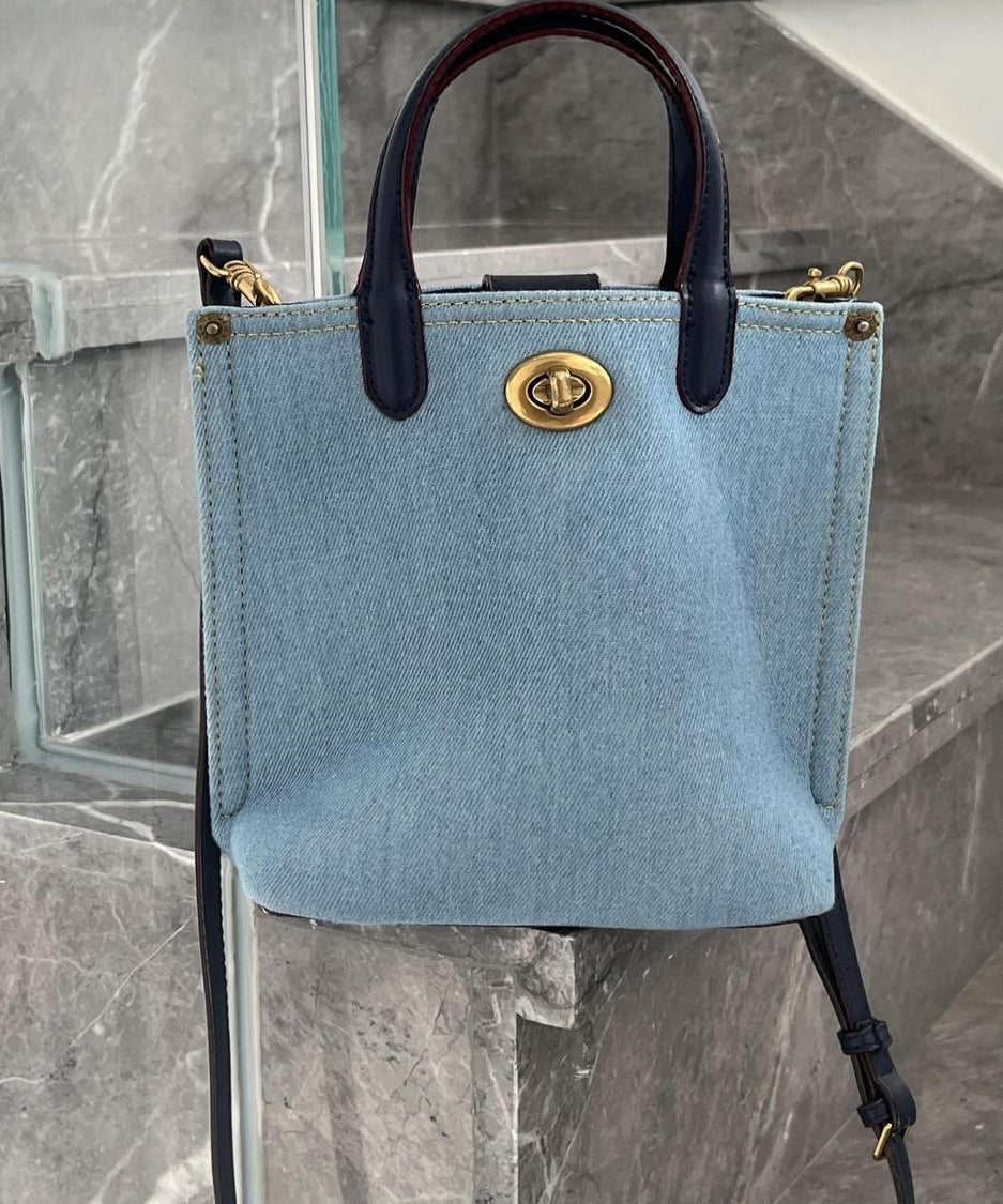Blue Large Capacity Versatile Denim Tote Handbag