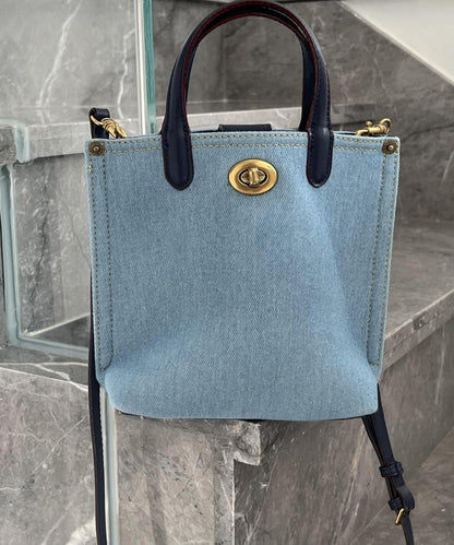 Blue Large Capacity Versatile Denim Tote Handbag