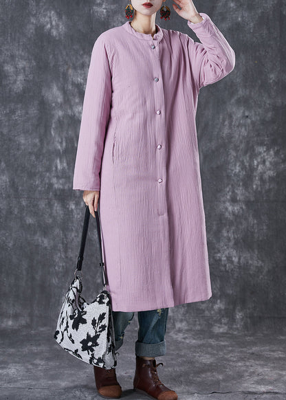 Purple Pockets Thick Fine Cotton Filled Long Coats Winter