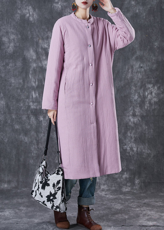Purple Pockets Thick Fine Cotton Filled Long Coats Winter