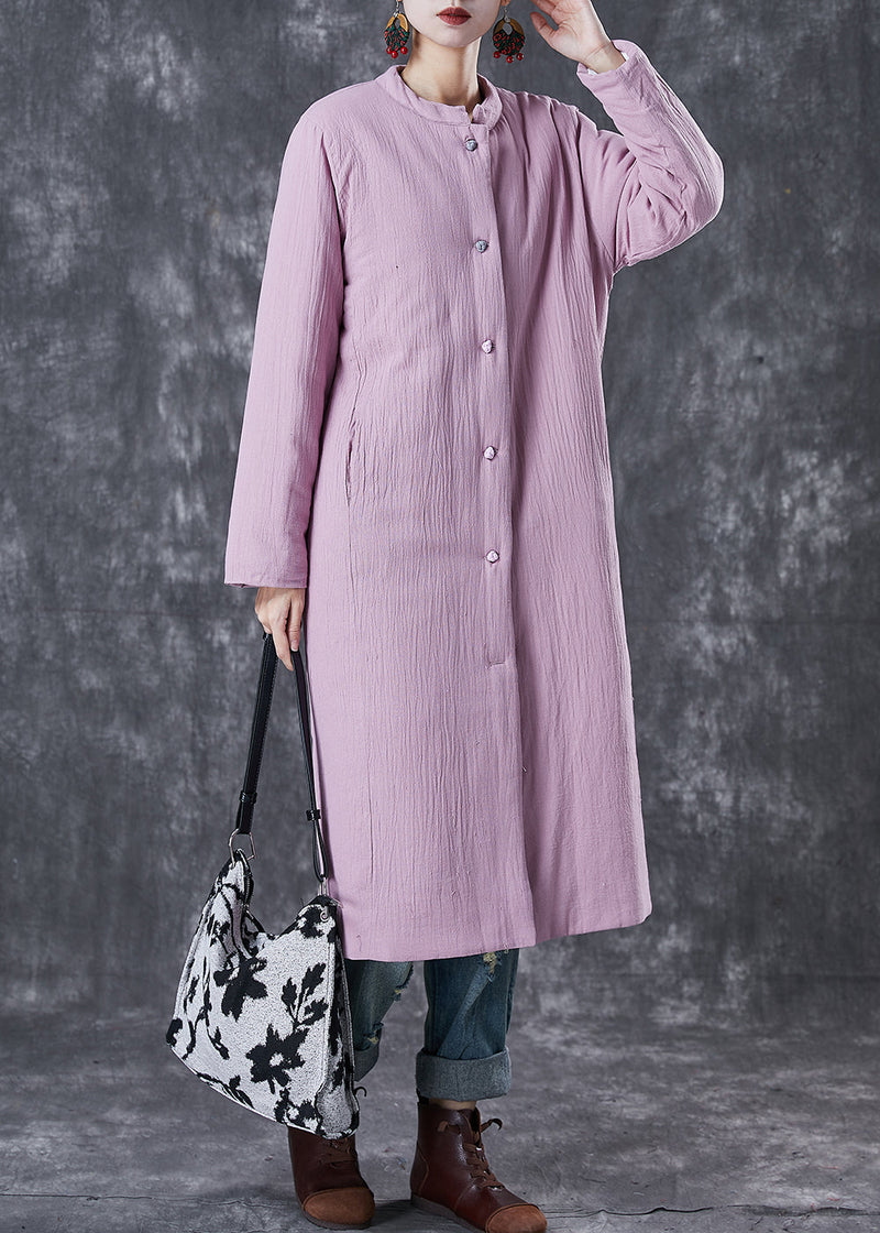 Purple Pockets Thick Fine Cotton Filled Long Coats Winter