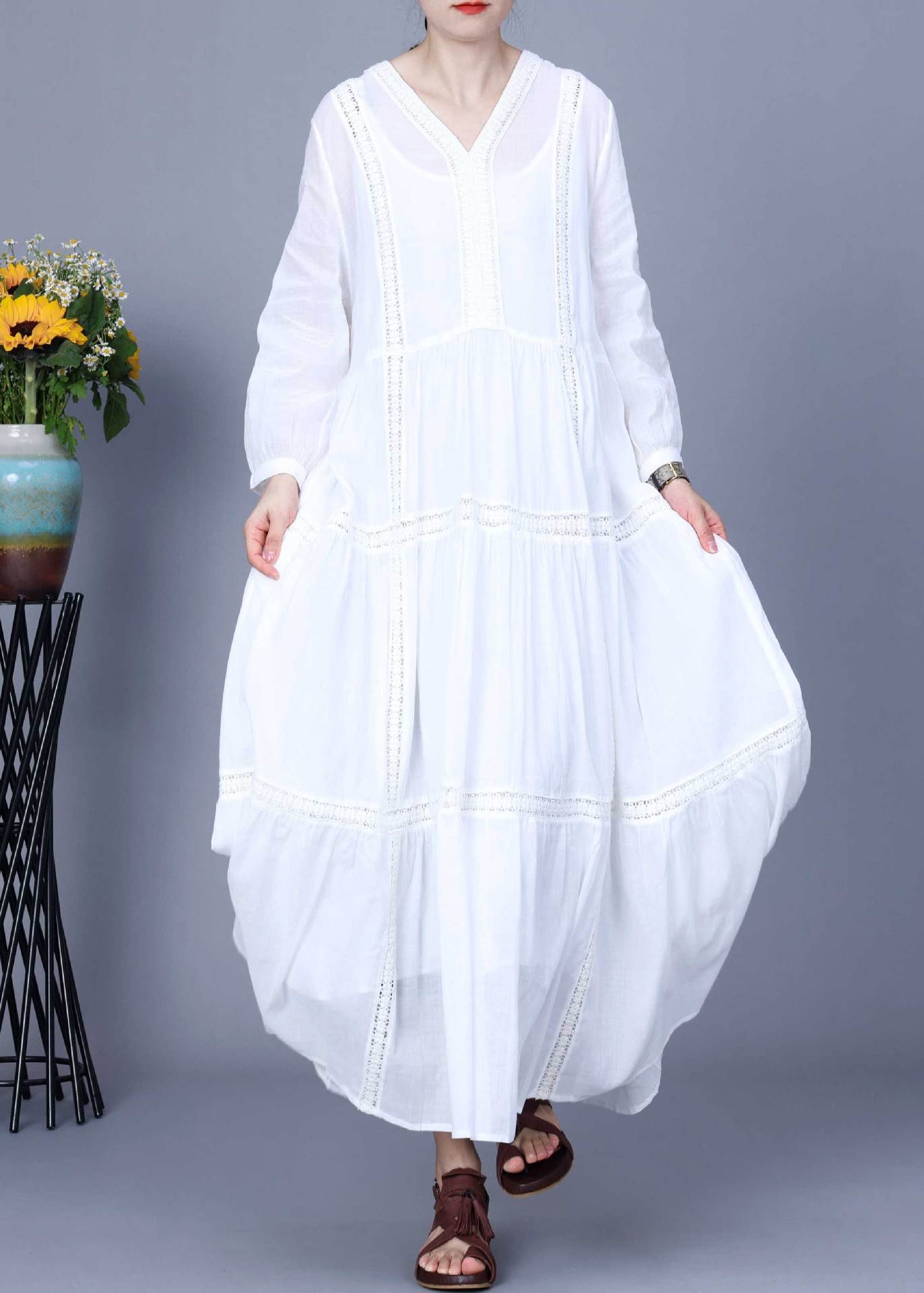 New White Pockets Linen Two Pieces Set Spring