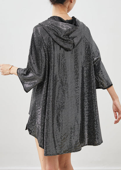 Black Sequins Low High Design Two Pieces Set Spring