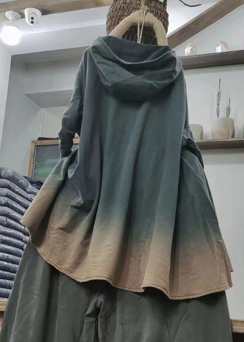 Grey Hooded Cozy Cotton Sweatshirt Long Sleeve