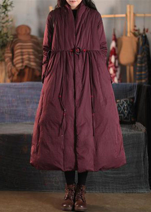 Mulberry V Neck Embroideried Pockets Duck Down Witner Coats
