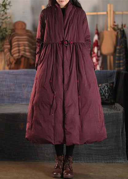 Mulberry V Neck Embroideried Pockets Duck Down Witner Coats