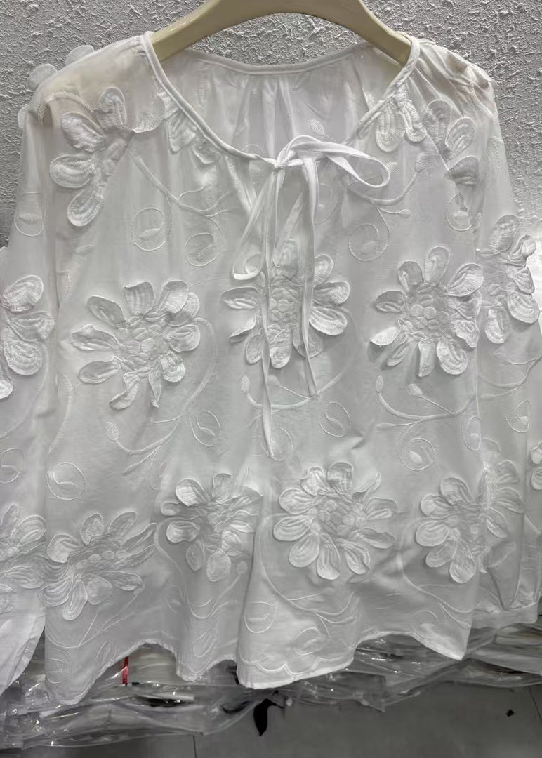 Original Design White O-neck Top Fall