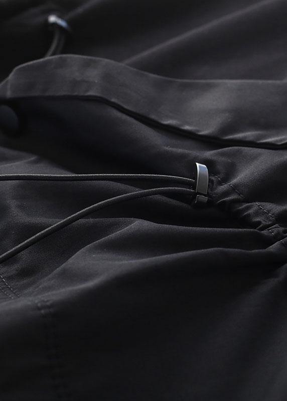 Black O-neck Asymmetrical Design Cinched Sweatshirt