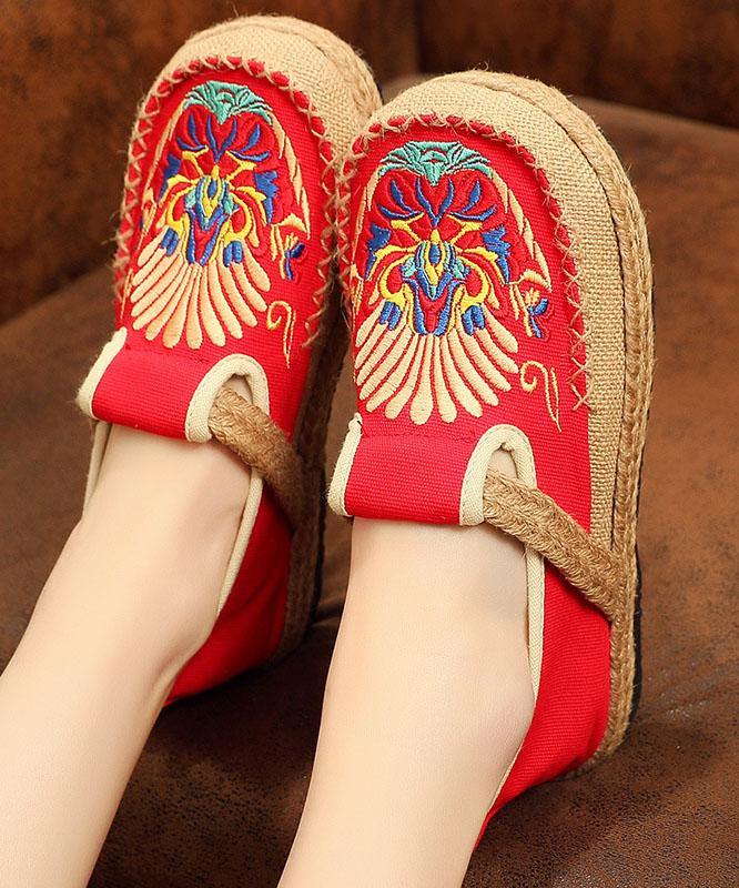 Flats Black Embroideried Cotton Fabric Flats Shoes