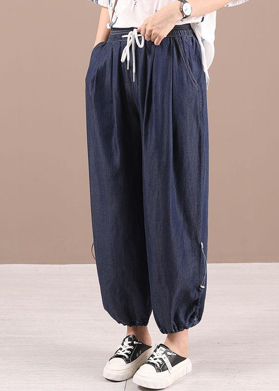 Blue Pockets Denim Harem Pants