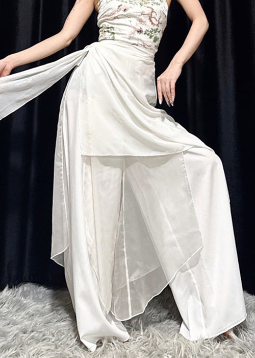 White High Waist Cotton Dance Pants Summer