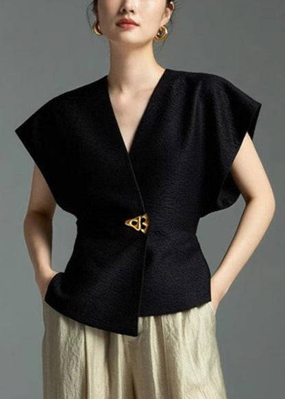 Black Shirt Asymmetrical Sleeveless