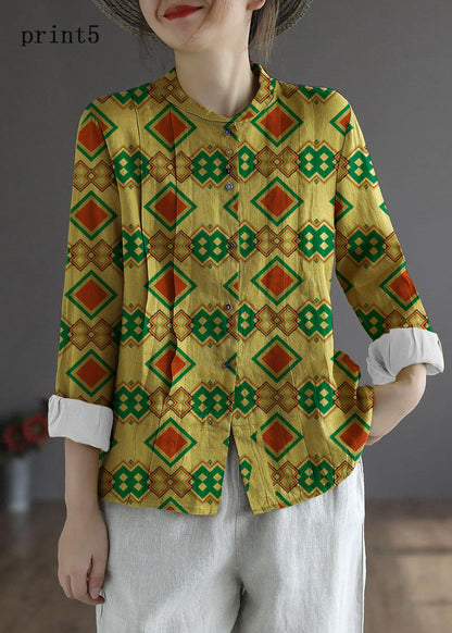 White Flower Button Fall Top Long Sleeve Linen