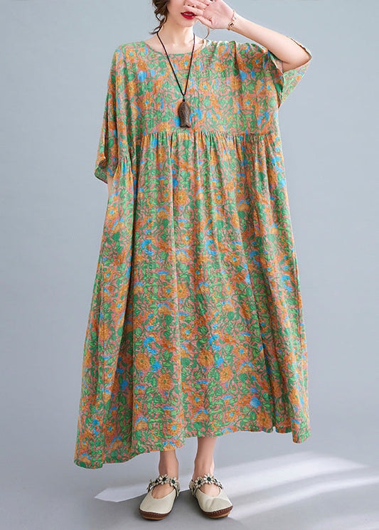 Green Wrinkled Patchwork Holiday Long Dress Summer