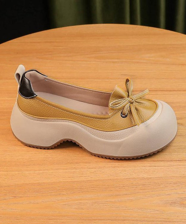 Beige Platform Faux Leather Splicing