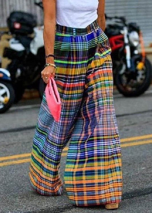 Rainbow Striped High Waist Pockets Wide Leg Pants