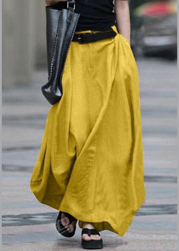 Cotton High Elastic Waist Side Pocket Zipper Skirts