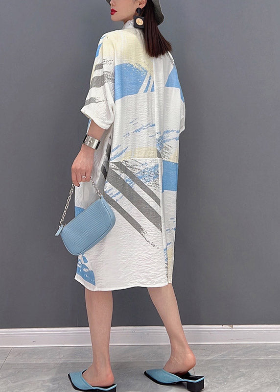 Peter Pan Collar Striped Patchwork Button Pockets Dress Half Sleeve
