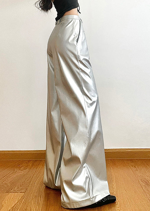 Silver Pockets High Waist Wide Leg Pants Summer
