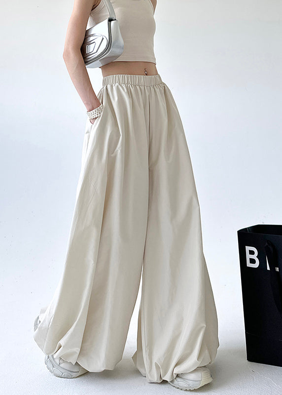 Grey Pockets Elastic Waist Lantern Pants Fall