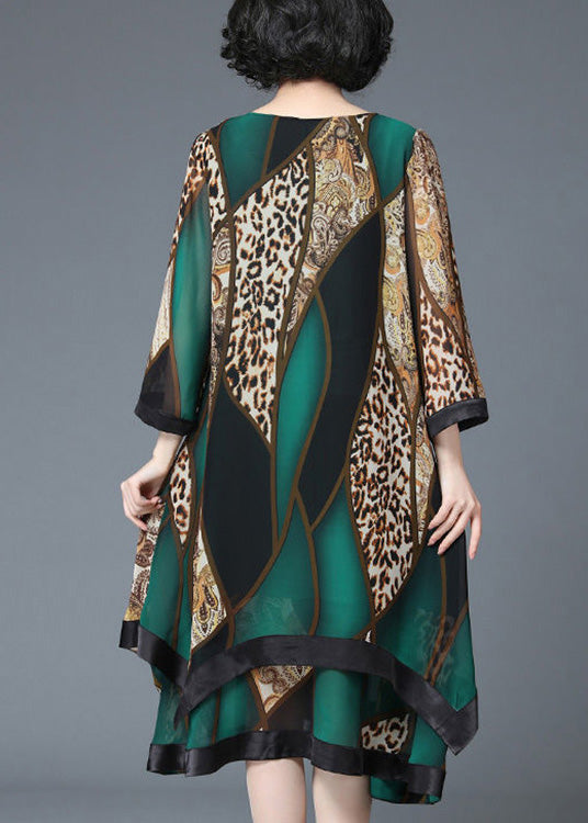 Stylish Red O-neck Asymmetrical Print Patchwork Layered Maxi Dress Spring