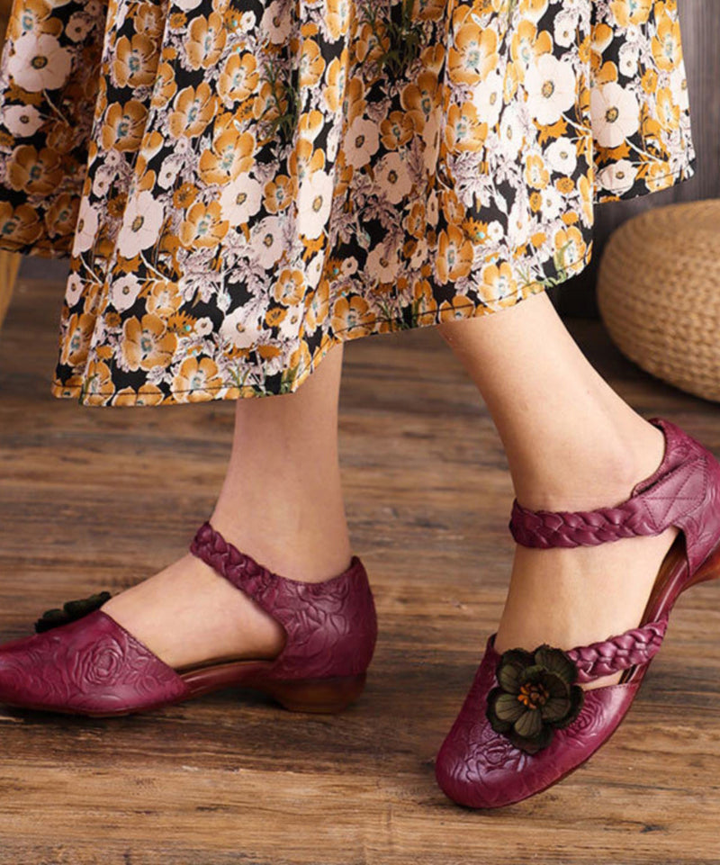 Grey Buckle Strap Embossed Sandals