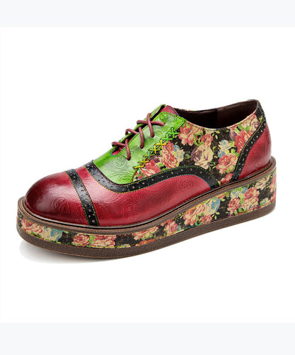 Sheepskin Printed European and American Style Lace Up Shoes