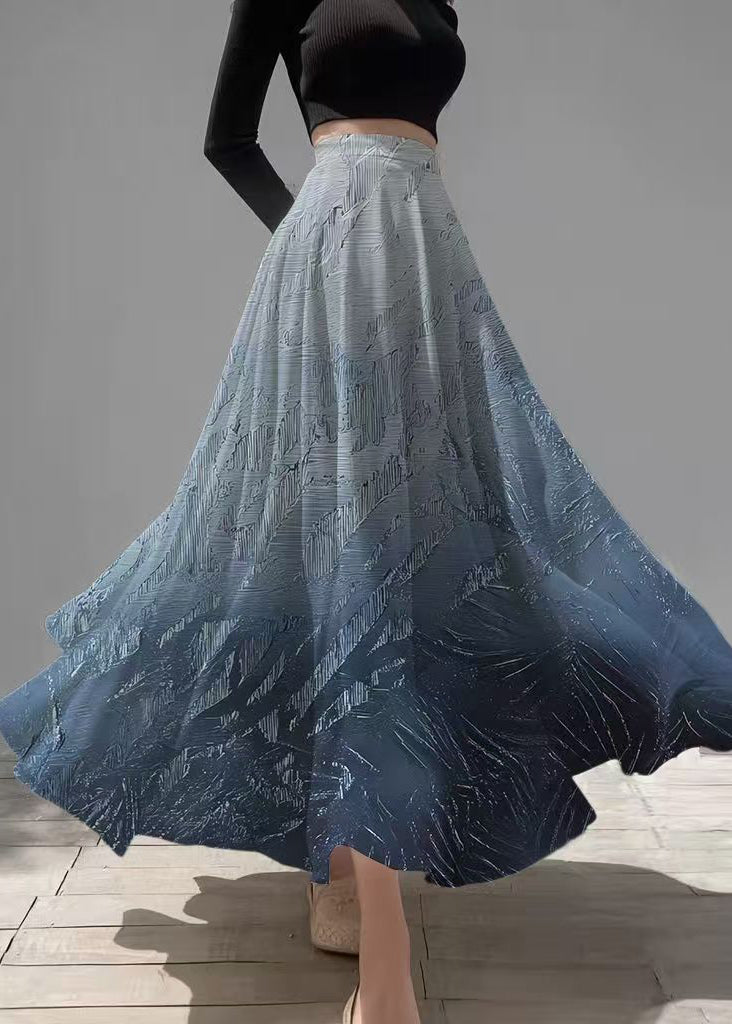 Gradient Navy Exra Large Hem Chiffon Skirts Fall