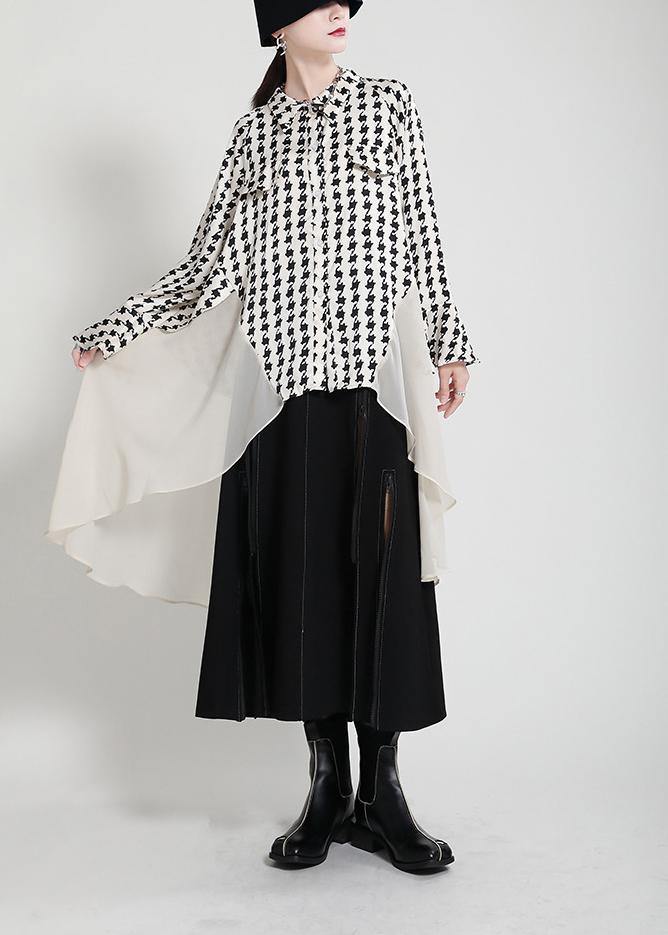 Unique White Print Patchwork Asymmetrical Design Trench Summer