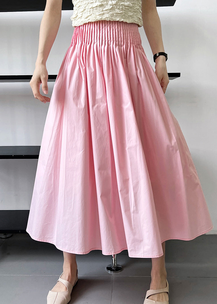Organic Pink Wrinkled Exra Large Hem Cotton a Line Skirt Spring