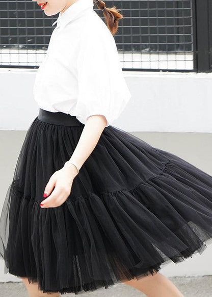 Green High Waist Tulle Skirts Spring