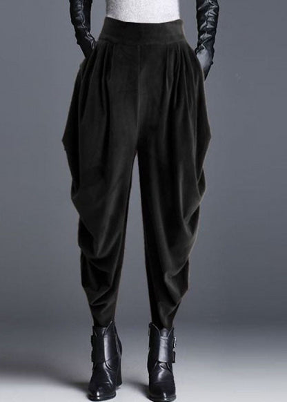 Natural Black Loose Wrinkled Harem Fall Pants