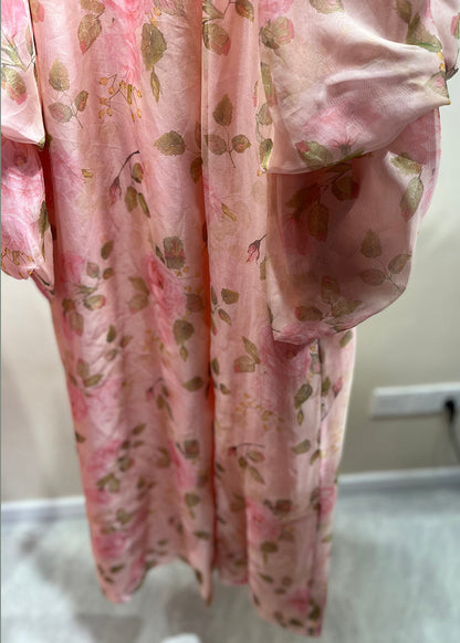 Pink Pearl Print Patchwork Tulle Dress Fall