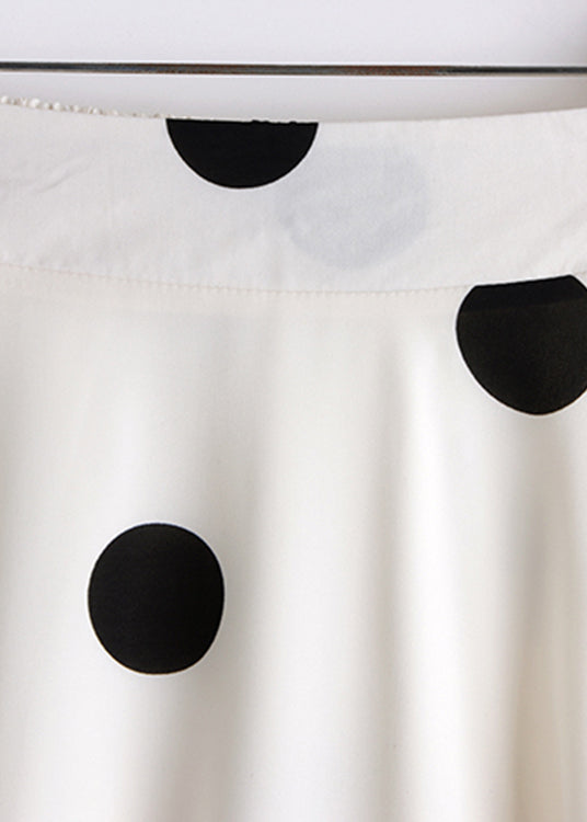 Apricot Dot High Waist Chiffon a Line Skirt Summer