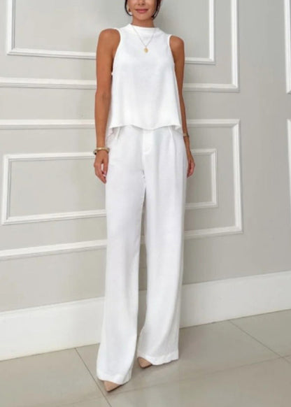 Style Apricot Low High Design Cotton Two Piece Set Clothing Sleeveless