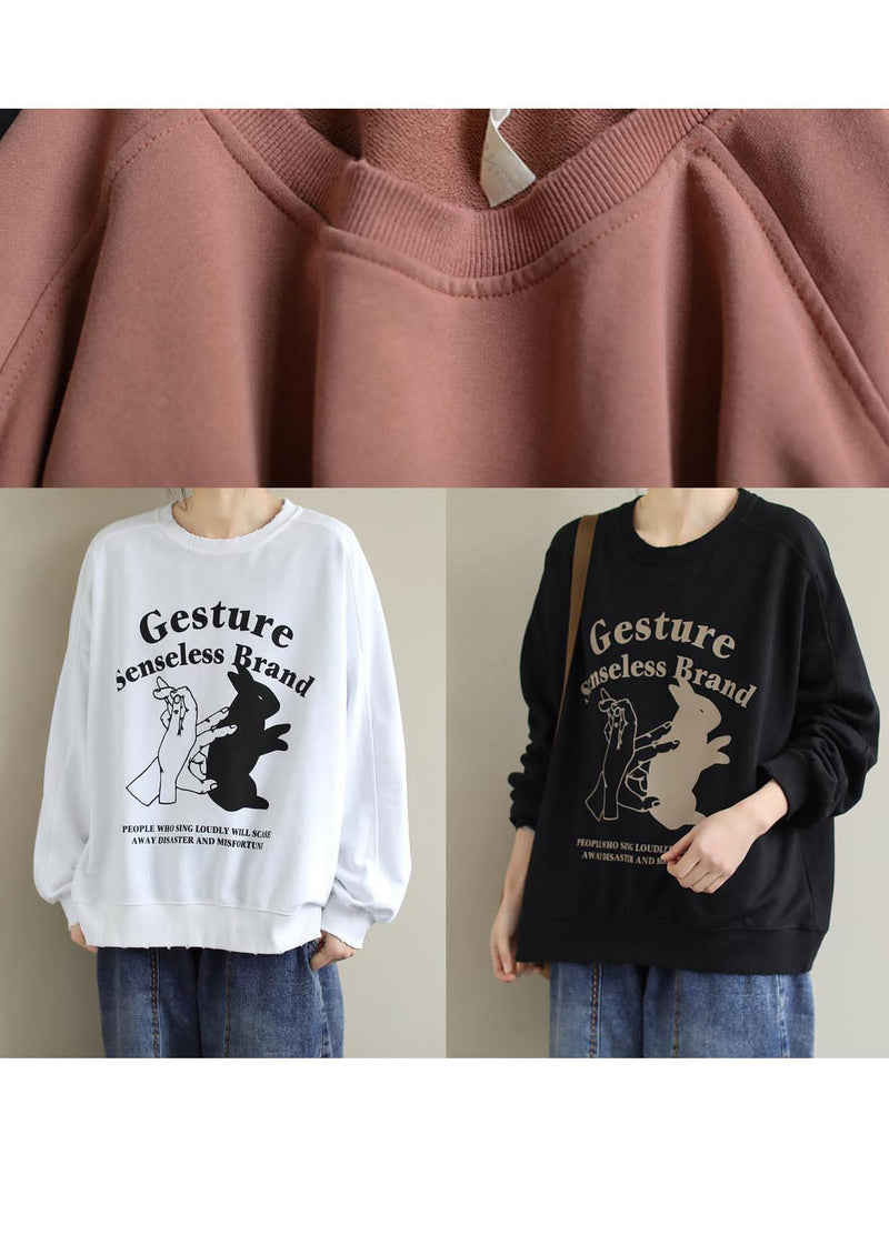 O Neck Spring Shirts Black Letter Blouses